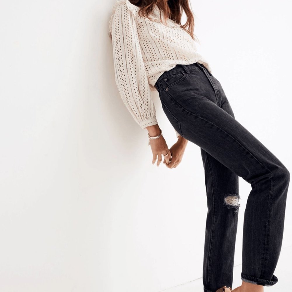 Madewell The Perfect Vintage‎ Jean in Roxstone Wash Knee-Rip Edition Size 24